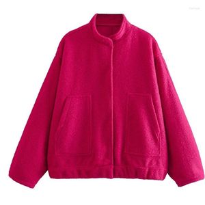 Women's Jackets Oversized Long Sleeve Shacket Button Down Wool Blend Coats Winter Fall Casual With Pockets N7YE