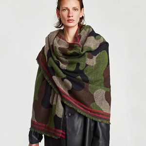 Cachecóis 2023 Cachecol Verde Exército Cachemira Envoltórios de Inverno Longo Poncho Tippet Feminino Hijab Leopardo Estola Xales Quentes Camuflagem Pashminas