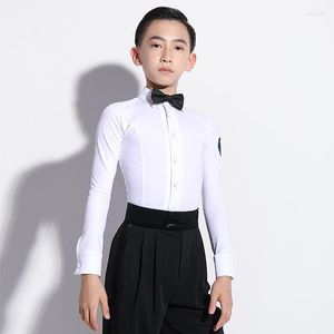 Vestuário de palco para meninos bonito colarinho dobrável uniforme de dança latina personalizável trajes de competição profissionais high-end top G7032