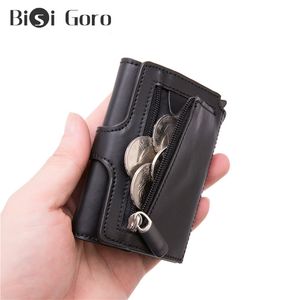 Angepasst Name 2023 Neue Männer Smart Brieftasche Geld Tasche Aluminium Box Fall Karte Halter Auto Pop-up RFID Karte halter Brieftasche Geldbörse