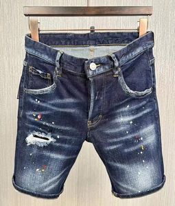 Jeans Shorts Man Knälång Euro Style Rip Fade