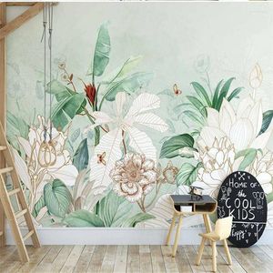 Wallpapers Custom Modern 3d Mural Wallpaper Geometric Flower Leaf Forest TV Background Wall Paper Living Room Bedroom