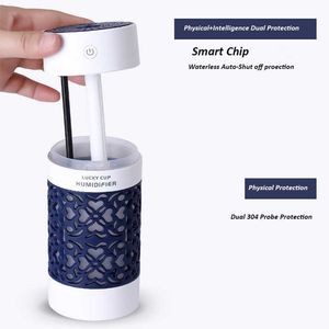 Humidifiers in mini Lucky Cup Humidifier USB Ultrasonic Aroma Diffuser Essential oil Diffuser with LED light USB fan for Car Humidifiers