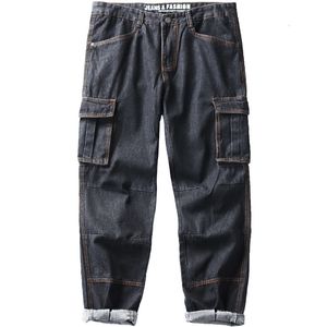 Męskie dżinsy Idopy męskie Cargo hip-hopowy styl uliczny luźny krój wiele kieszeni Plus rozmiar spodnie dżinsowe spodnie dla Hipster 2942 230707