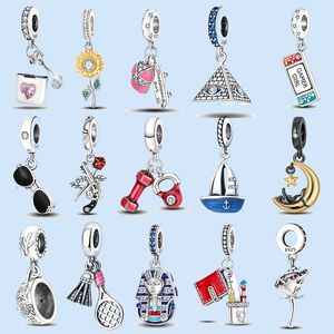 925 sterling silver charms for pandora jewelry beads Genuine Silver Color Pendant Sunflower Sunglasses Robot