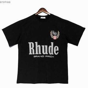 Rh Designers Summer Mens Rhude t Shirts for Tops Letter Polos Shirt Bordados Womens Tshirts Clothing Sleeved Short Large Plus Size Teesbwim0tp0