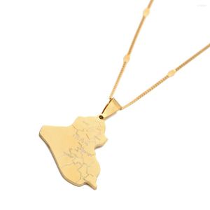 Pendant Necklaces Stainless Steel Country Gold Color Iraq Map Pendants Necklace Silver Iraqi Cities Chain Charm Neck Jewelry