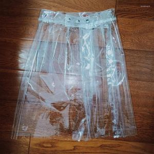 Skirts PVC Transparent Half-Length A- Line Skirt Model Catwalk Faldas Mujer Moda High Waist Harajuku Womens