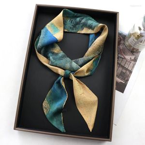 Scarves Summer Design Long Silk Scarf Women Small Foulard Handle Bag Ribbons Handkerchief Female Head For