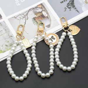 Fashion Mobile Phone Case Keychains Pendant Jewelry Glass Pearl Car Bag Hanging Keychain Gift Accessories