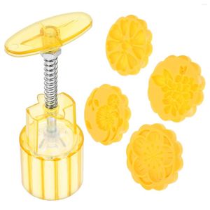 Baking Moulds Cookie Stamps Moon Cake Cooking Mold DIY Molds Embossed 5.1X6.7X14.4CM Decorative Pattern Yellow Abs Kitchen