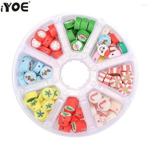 Boncuklar Iyoe 120pcs 10mm Noel Kiti Noel Baba Kar Tanesi Snowman Polimer Kil DIY Kolye Bilezik Takı Yapımı Seti