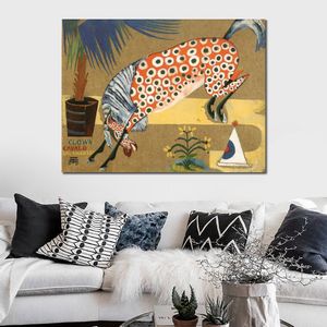 Abstract Landscape Canvas Art Clown Horse Salamandra Souza Cardoso Oil Painting Handmade Impressionistic Artwork