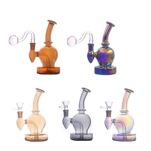 wholesael 14mm giunto Glass Bong narghilè colorato Nano Placcatura Beaker Pipa ad acqua Dab Rigs Arcobaleno Fumo Shisha con tubo bruciatore a nafta in vetro maschio