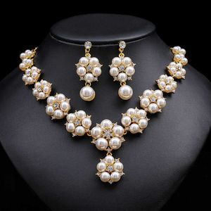 Collana di perle Orecchini Set da due pezzi per la sposa Design avanzato Nuovo 230628