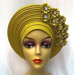 Tessuto e cucito headtie africano turbante nigeriano tessuto aso oke copricapo musulmano gele head wrap sego headtie alta qualità 230707