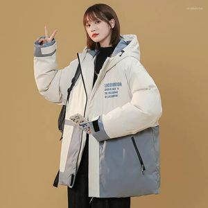 여자 트렌치 코트 겨울 캐주얼 색상 대비 아래 면화 재킷 여성 의류 대형 소녀 후드 파카 궤도 BD601
