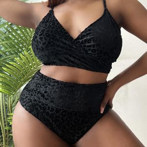 Anzüge L4XL Schwarzer Leopardenmuster-Bikini-Set Sexy Push-Up-Bademode mit hoher Taille Rückenfreier Damen-Badeanzug Brasilianischer Badeanzug Beachwear