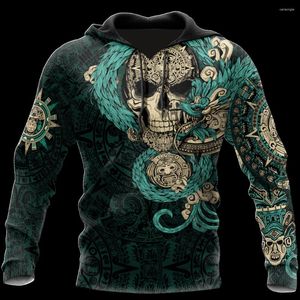 Luvtröjor herr PLstar Cosmos 3Dprinted Est Tattoo Skull Aztec Mexico Harajuku Streetwear Rolig Unisex Casual Hoodies/Sweatshirt/Zip 3