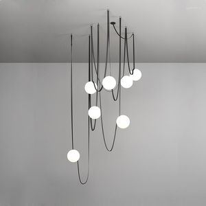 Żyrandole lampy wiszące 2023 Trend Lustre Para Sala Estar do salonu LED Art Deco magiczny pas szklane bańki żyrandol