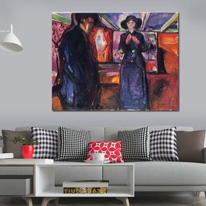 Paesaggio astratto Canvas Art Uomo e donna Ii Edvard Munch Dipinto ad olio Opera d'arte moderna fatta a mano