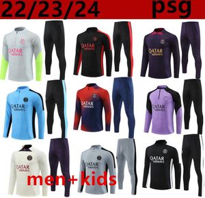 Paris Sportswear 23 24 MBAPPE Kids and Men 23/24 psgs Training Shirt Long Sleeve Soccer Jersey Uniform Adult Boy Set