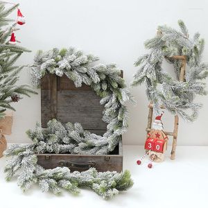 Dekorativa blommor 180 cm julkrans rotting konstgjord vinranka hängande blomkransdekorationer för hem xmas öppen spis dörrdekor