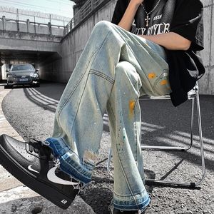 Men's Jeans Splash-ink Paint Spot Light Color Personalized Fashion Ripped Tide Ins High Street Brand Summer American Pants