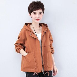 女性のジャケット 2023 ファッション中年コート秋と春のフード付きアウタージッパージャケット母ドレス B139
