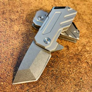 Folding Knife D2 Stone Wash Point Blade 440C Stainless Steel Handle Outdoor Camping Hiking Small EDC Folder Knives Keychain 322