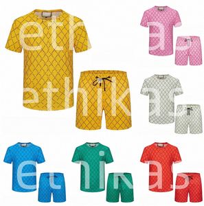 T-shirts masculinas geometria patchwork Feminino ucci Fatos de treino Moda PulloversTrend Shorts com estampa de letras Sportswear Designer Terno de manga curta redondo masculino