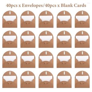 Gift Wrap 40pcs Invitation DIY Vintage Thank-you Note With 40 Cards Birthday Baby Shower Brown Paper Envelope Heart Closure Greeting