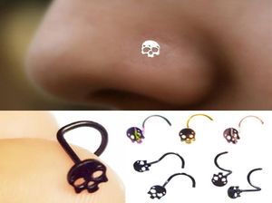 Punk Style Skull Nose Ring Stud Hoop Body Piercing Accessori moda donna 5 colori2823097