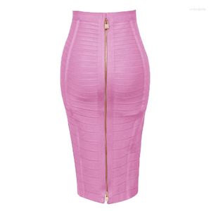 Skirts Elastic Bodycon Pencil Skirt For Women Sexy Zipper Closure Sizes XL XXL Orange Blue Black Red White Pink Summer