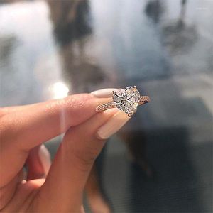 Wedding Rings Elegant Heart Shape Cubic Zirconia White Gold Color Engagement Ring For Bride Women Fashion Jewelry Gifts YRI159