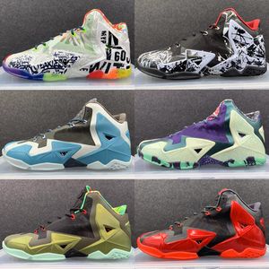 Lebron 11 What The Mens Basketball Shoes James Lebrons XI 11s sneakers Multi Color ASG Glow Green BHM Graffiti Black Red Bred Miami Sports Sneakers