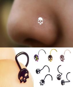 Punk Style Skull Nose Ring Stud Hoop Body Piercing Accessori moda donna 5 colori9782893
