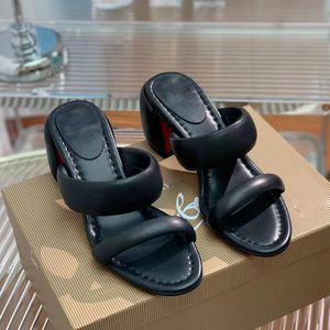 Women's medium thick heeled slippers slides Sandals Pumps Fashion Versatile narrowband Scuffs mules Luxury designer slipper Factory footwear With box