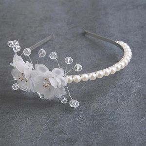 Hair Clips White Flower Headbands For Bride Accessories Pearl Hoop Women Girls Dance Party Head Jewelry Super Fairy Headpiece