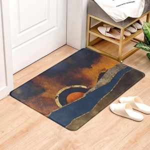 Carpets Yellow Black Geometric Marble Kitchen Entrance Door Mat Flannel Carpet Doormat Indoor Floor Mats Anti-Slip Rug Office