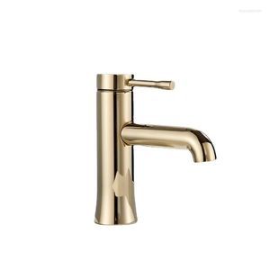 Bathroom Sink Faucets Single Handle Round Faucet Basin Gold Brass