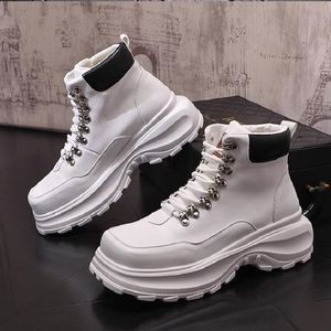 Fashion Mress New Men's Shoes Толкие подошвы внутри поднятия повседневной обуви мужчины High Top Shoes Youth Short Boots Shoes 1AA11