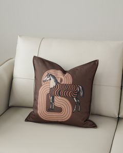 Luxury Plaid Square Cushions Designer Cushion Decorative Pillow Horse Printed Fashion Cushions Cotton Covers Home Decor Christmas Throw Pillows 2023070923