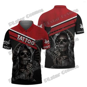 Polo Masculino PLstar Cosmos Mais Recente Tattoo Skull Artist Shop 3D Printed Polo Shirt Short Sleeve Summer Respirável Cool PPO28