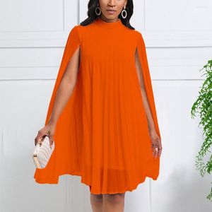 Casual Kleider Chiffon Frauen Solide Batwing Ärmel Rundhals Lose Knielangen Mode Elegante Damen Geburtstag Party Abendessen Vestidos OL