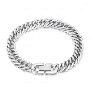 Link pulseiras 2023 aço inoxidável metal hip hop casais titânio cuba pulseira moda joias para homens e mulheres na europa américa.