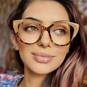 Sunglasses Frames Cat's Eye Flat Mirror TR90 Anti Blue Glasses Women Retro Eyeglasses 2023 Fashion Frame For Men