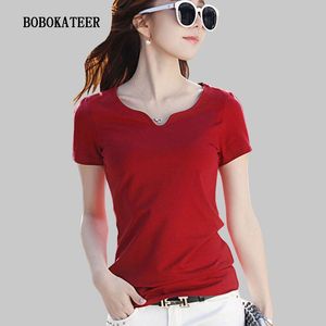 Capris Bobokateer Maglietta estiva da donna Magliette a maniche corte Tee Shirt Femme Ropa Mujer Verano 2023 Maglietta in cotone Abbigliamento donna