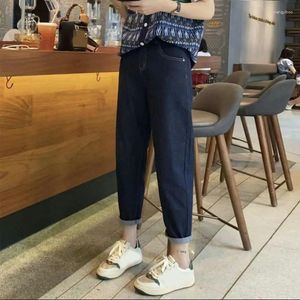 Damjeans Baggy Dam Loose Denim Byxor 2023 Hög midja Y2k Capris Bred Dam Mamma Byxor Dam