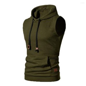 Men's Tank Tops Sweatshirt Waistcoat Elastic Breathable Warm Sleeveless Hooded Workout Vest Daily Clothing